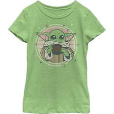 Fifth Sun Girl's Star Wars The Mandalorian Animated Grogu Cute Mug Graphic Tee - Green Apple