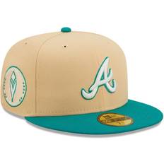 New Era Men's Natural/Teal Atlanta Braves Mango Forest 59FIFTY fitted hat
