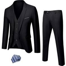 MY'S Men's 3 Piece Solid Suit Set - Black