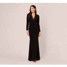 Adrianna Papell Clothing Adrianna Papell Women's Long-Sleeve Tuxedo Gown Black