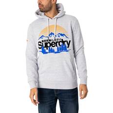 Superdry Gensere Superdry Great Outdoors Graphic Pullover Hoodie Flake Grey Marl