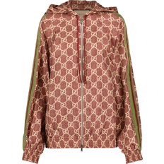 Gucci Red Clothing Gucci GG Supreme printed silk twill hoodie red