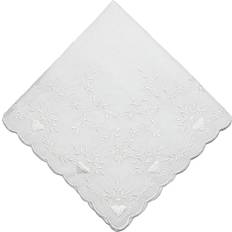 White Handkerchiefs CTM Women's Soft Cotton Bridal Heart Embroidered Handkerchief, White