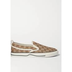 Gucci Shoes Gucci Tennis 1977 Monogrammed Canvas Slip-On Sneakers Men Neutrals