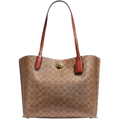 Twist Lock Bags Coach Willow Tote Featuring Signature Canvas - Brass/Tan/Rust
