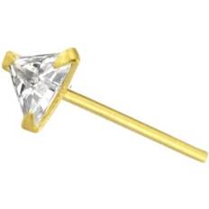 Siam Straight End Triangular Jeweled Nose Stud - Gold/Transparent