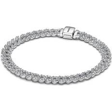 Pandora Women Bracelets Pandora Timeless Pavé Cuban Chain Bracelet - Silver/Transparent