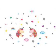 Walplus Cute Unicorns With Glitter Stars