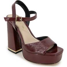 Men Heeled Sandals Dolly Ankle Strap Platform Heeled Sandal Plum