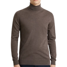 ASKET The Merino Roll Neck Base Layer Top - Brown Melange