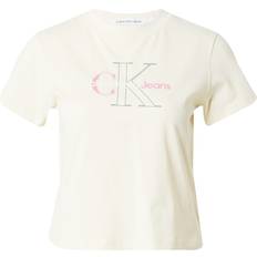 Calvin Klein Yellow Clothing Calvin Klein Cropped Monogram T-shirt Yellow