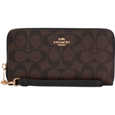 Wallets & Key Holders Coach Long Zip Around Wallet In Signature Canvas - Gold/Brown Black