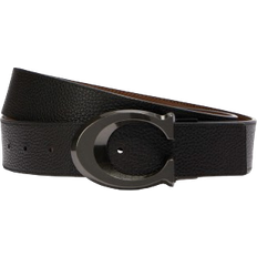 Leather - Men Accessories Coach Signature Buckle Cut To Size Reversible Belt 38mm - Gunmetal/Black/Dark Saddle