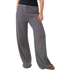 Hvite - XL Bukser Gina Tricot Striped Soft Trousers - Black/White