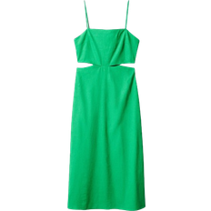 Mango Olimpia Cut Out Linen Blend Dress - Green