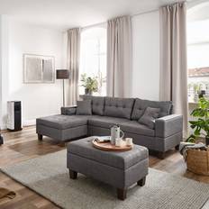 Günstig Sofas Home Deluxe Rom Grey Sofa 242.6cm 3-Sitzer
