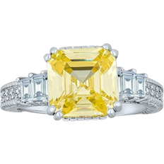 Bling Jewelry Asscher Cut Engagement Ring - Silver/Yellow/Transparent