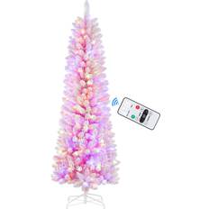 SHareconn SHareconn 6ft Prelit Flocked Pencil Christmas Tree