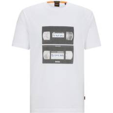 Hugo Boss White T-shirts Hugo Boss Men's Music-Inspired Print T-shirt White