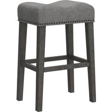 Roundhill Furniture Coco Upholstered Backless Saddle Grey Seating Stool 29" 2