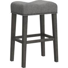 Roundhill Furniture Coco Upholstered Backless Saddle Grey Seating Stool 29" 2