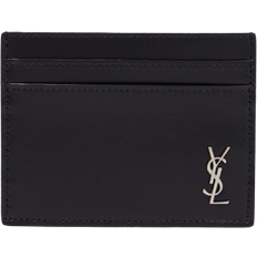 Saint Laurent Tiny Cassandre Leather Card Holder - Black