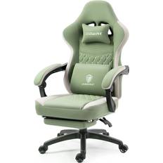 Fabric Gaming Chairs Dowinx Gaming Chair Breathable Fabric Computer Chair with Pocket Spring Cushion, Comfortable Office Chair with Gel Pad and Storage Bag,Massage Game Chair with Footrest - Green