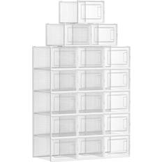 Songmics Boxes for Closet Transparent & White Shoe Rack 13.7x7.4" 18