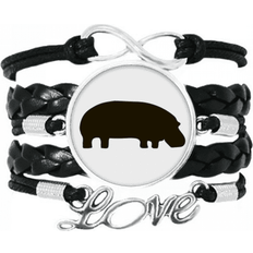 Hippopotamus Animal Portrayal Bracelet - Silver/Black