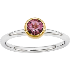 Stackable Expressions Two Tone Ring - Silver/Gold/Tourmaline