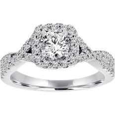 Pompeii3 Cushion Halo Ring - White Gold/Diamonds