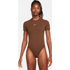 Nike Dame Shapewear & Undertøy Nike Sportswear Women's Short-Sleeve Bodysuit Brown UK 24-26