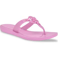 Pink - Women Flip-Flops Guess Tyana Eva Flex Bottom Logo Thong Sandals - Pink