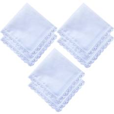 White - Women Handkerchiefs Pack of Ladies Embroidery Cotton Handkerchiefs Lace Border White Hankies