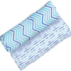 Malabar Organic Swaddle Set 2-pack Shades of Blue Chevron & Dotty