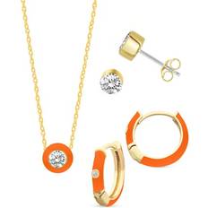 Macy's Jewelry Sets Macy's Crystal Enamel Necklace and Earring Set, 3-Piece Orange Enamel