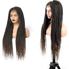 Children Wigs Miz Barn 30" 4x4” Swiss Lace Front Unknotted Box Braided Wigs Twist