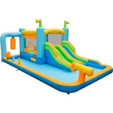 Costway Inflatable Bouncy House with Double Shots & Splash Pool & Water Cannon