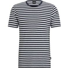 Linen - Men T-shirts Hugo Boss Men's Horizontal-Stripe T-shirt Dark Blue