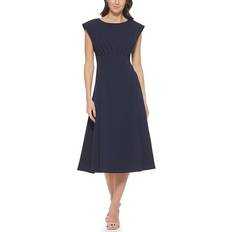 Calvin Klein Women Dresses Calvin Klein Women's Boat-Neck Cap-Sleeve A-Line Dress Indigo