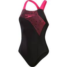 Trainingsbekleidung Badeanzüge Speedo Women's Medley Logo Swimsuit - Black/Pink