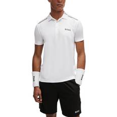 Hugo Boss White Polo Shirts Hugo Boss Men's Matteo Berrettini Signature Stripes Slim-Fit Polo Shirt White