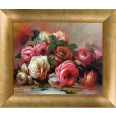 La Pastiche Discarded Roses by Renoir Multi/Red/Pink Framed Art 16x4"