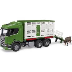 Bruder Spielzeuge Bruder Scania Super 560R Animal Transport Truck with 1 Cattle 03548
