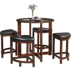 Roundhill Furniture P5102 Espresso Dining Set 36" 5