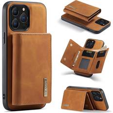 Oidealo 2 in 1 Wallet Case Compatible with iPhone 13 Pro Max, DG.MING Retro Leather Cell Phone Back Cover Magnetic Detachable with Trifold Wallet Credit Card Cash Holder Brown