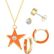 Macy's Jewelry Sets Macy's Crystal Enamel Necklace and Earring Set, 3-Piece Orange Enamel