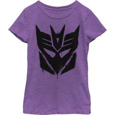 Tops Transformers Girl's Decepticon Graffiti Logo Graphic Tee - Purple Berry