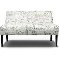 Settee Benches Fabric Loveseat Black/White Settee Bench 50x30.5"