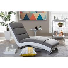 White leather lounge chair Baxton Studio Percy Gray/White Lounge Chair 31.2"